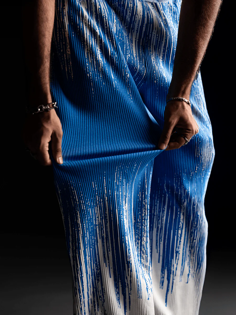 Loose Tie Dye Pleated Men Pants - Image 11