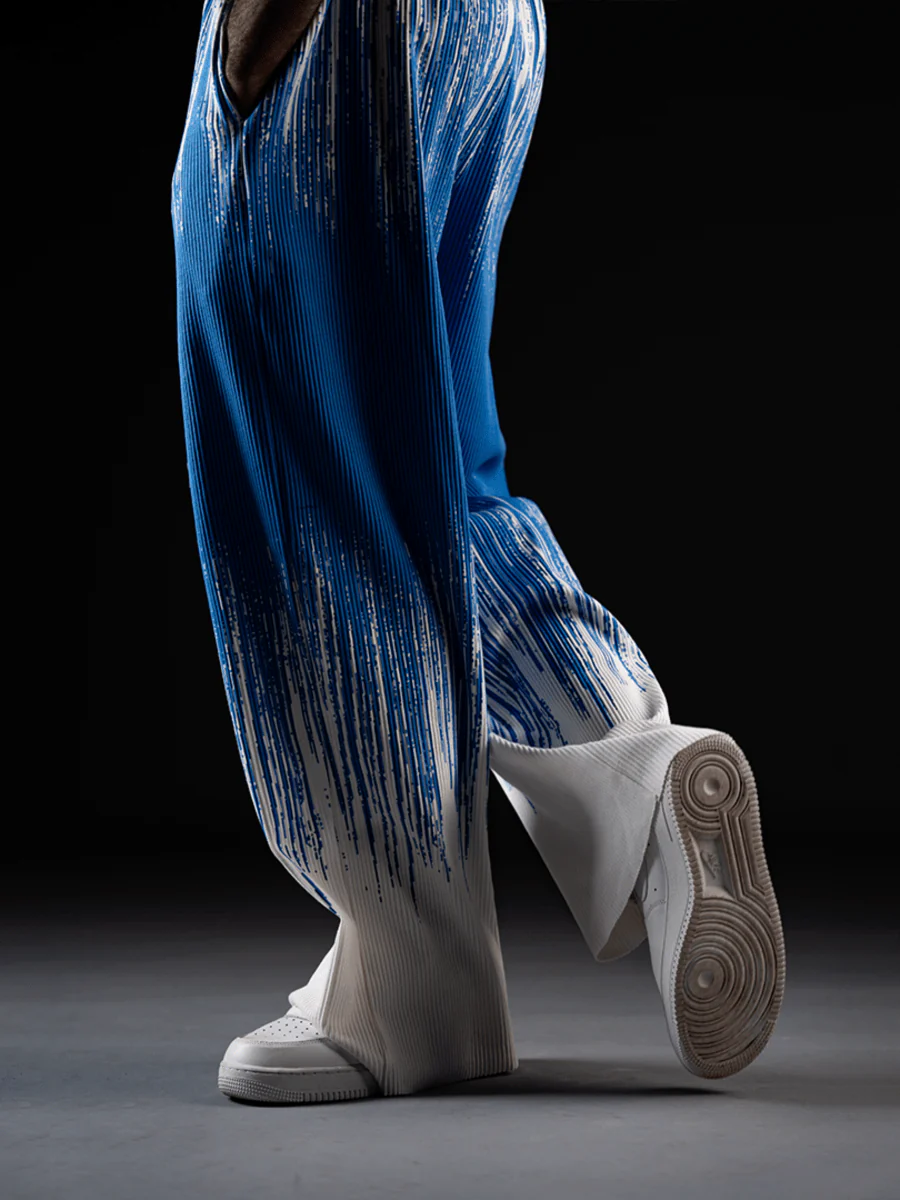 Loose Tie Dye Pleated Men Pants - Image 12