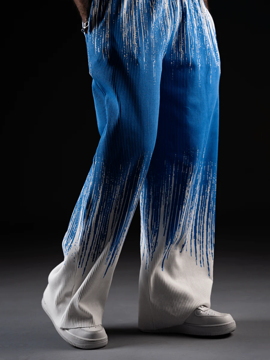 Loose Tie Dye Pleated Men Pants - Image 13