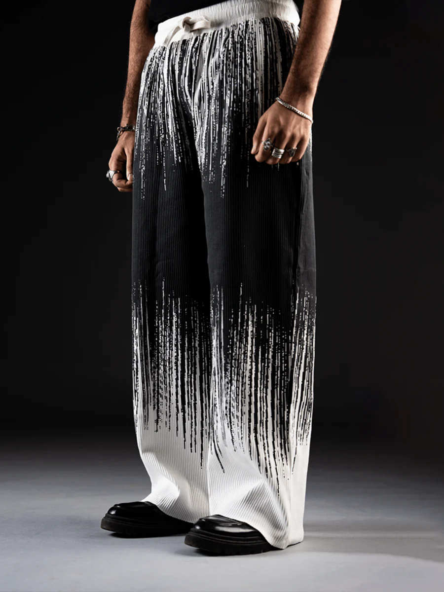 Loose Tie Dye Pleated Men Pants - Image 4
