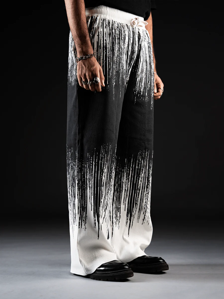 Loose Tie Dye Pleated Men Pants - Image 5