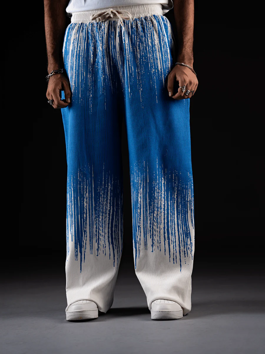 Loose Tie Dye Pleated Men Pants - Image 7