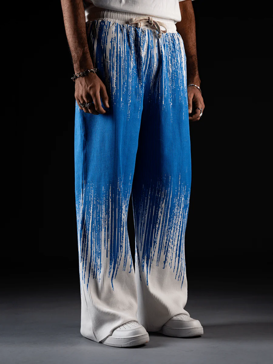 Loose Tie Dye Pleated Men Pants - Image 9