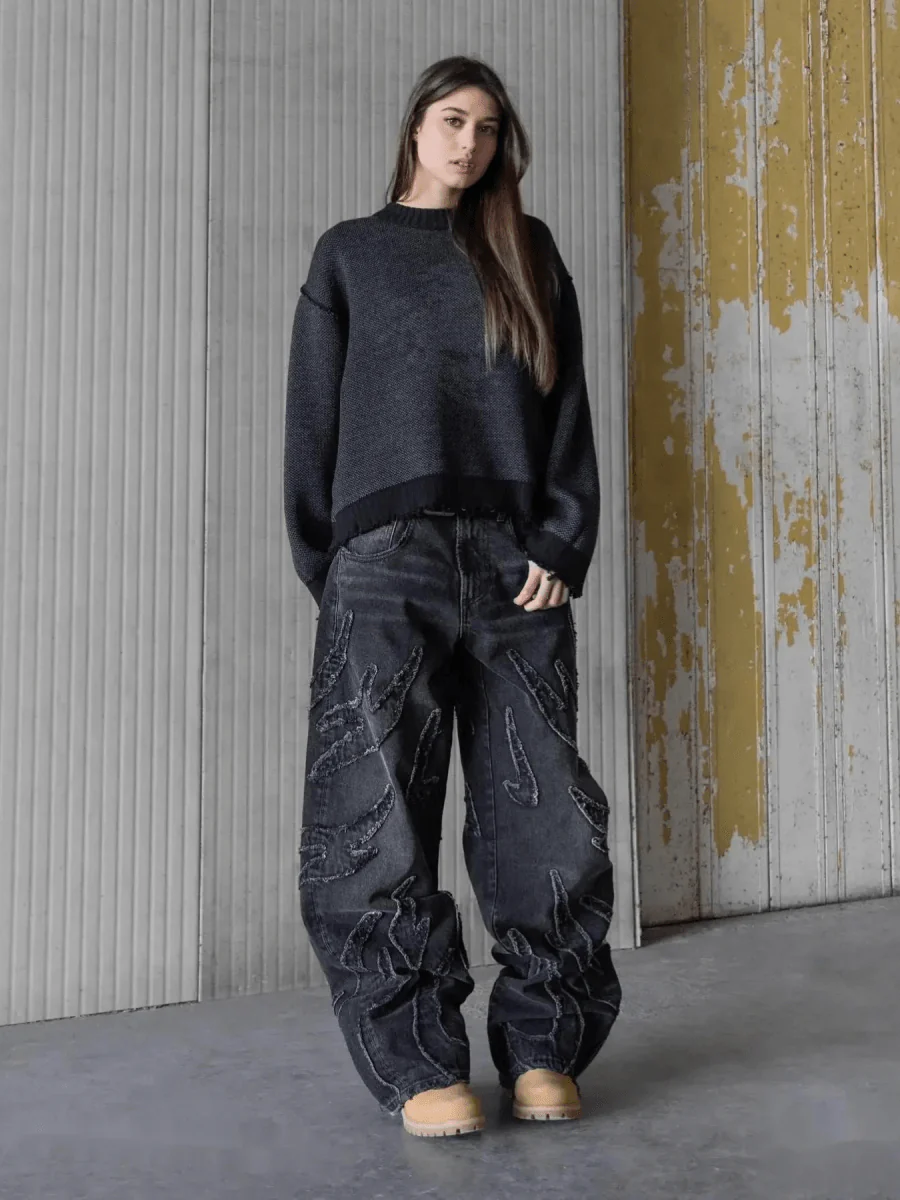 Retro Raw Edge Jeans - Image 2